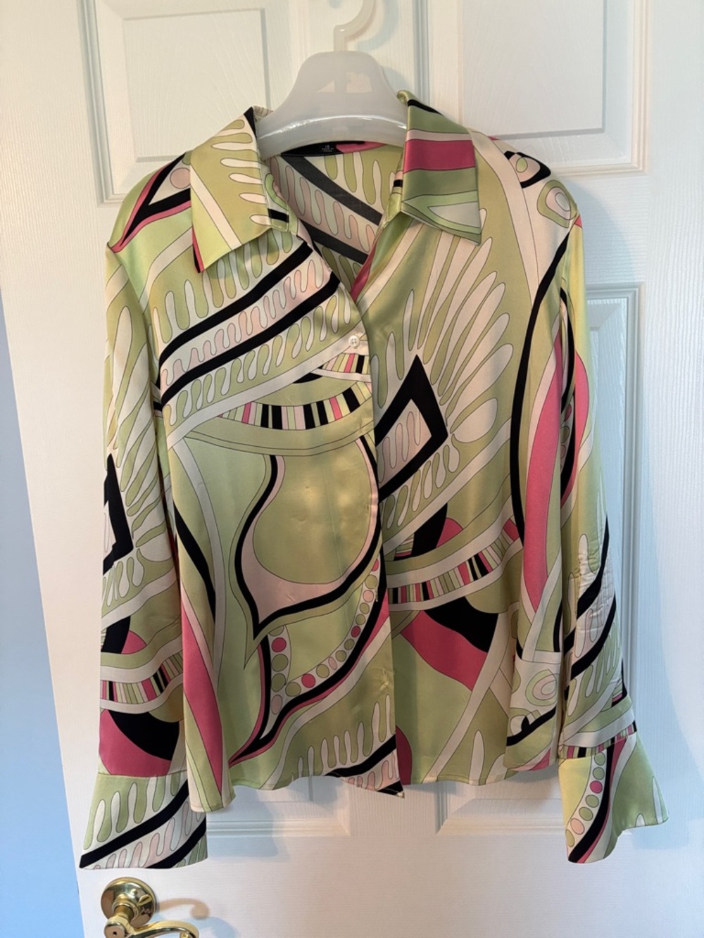 Kasper Abstract Print Button-Up Blouse